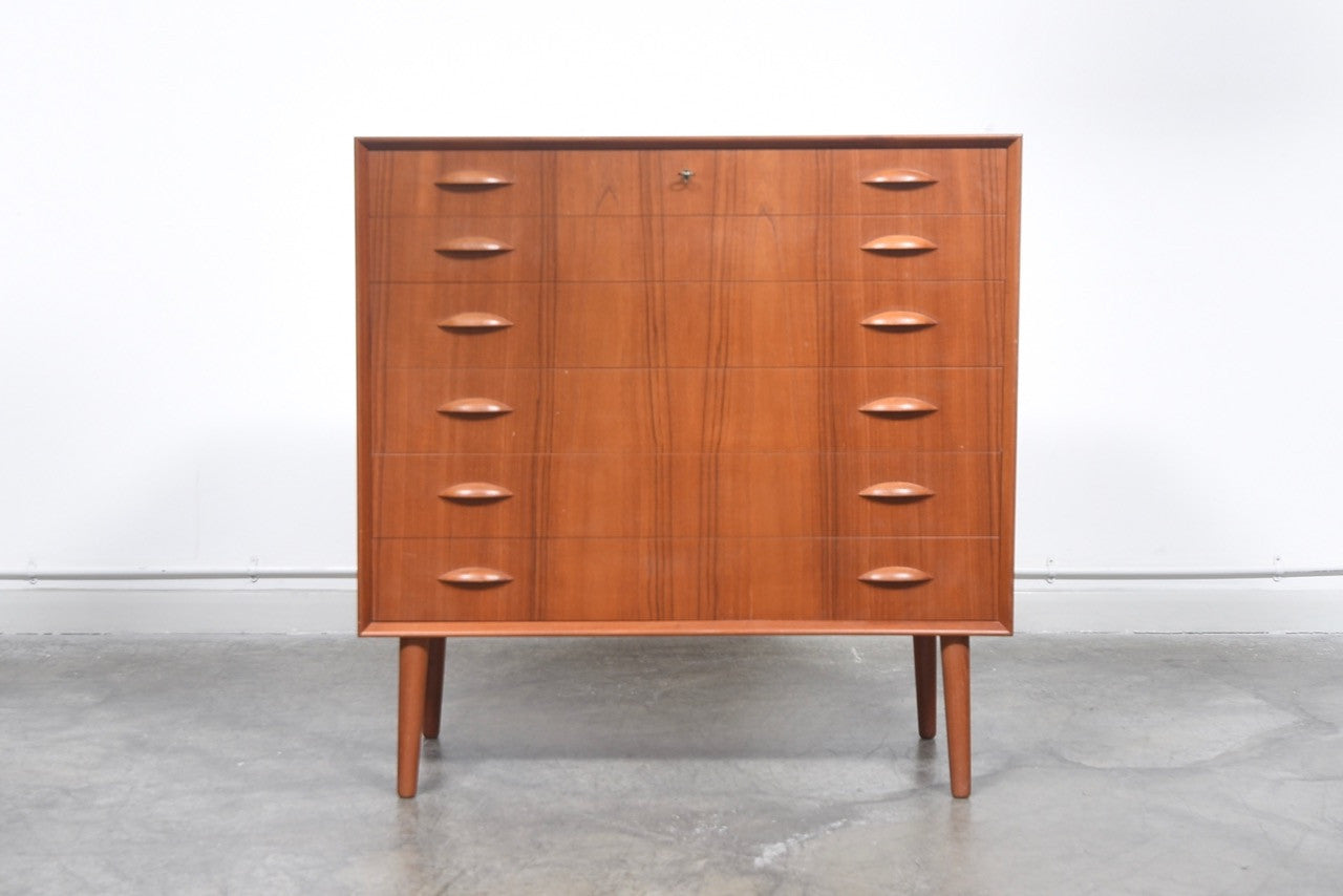 Wide teak chest of drawers by Bornholms