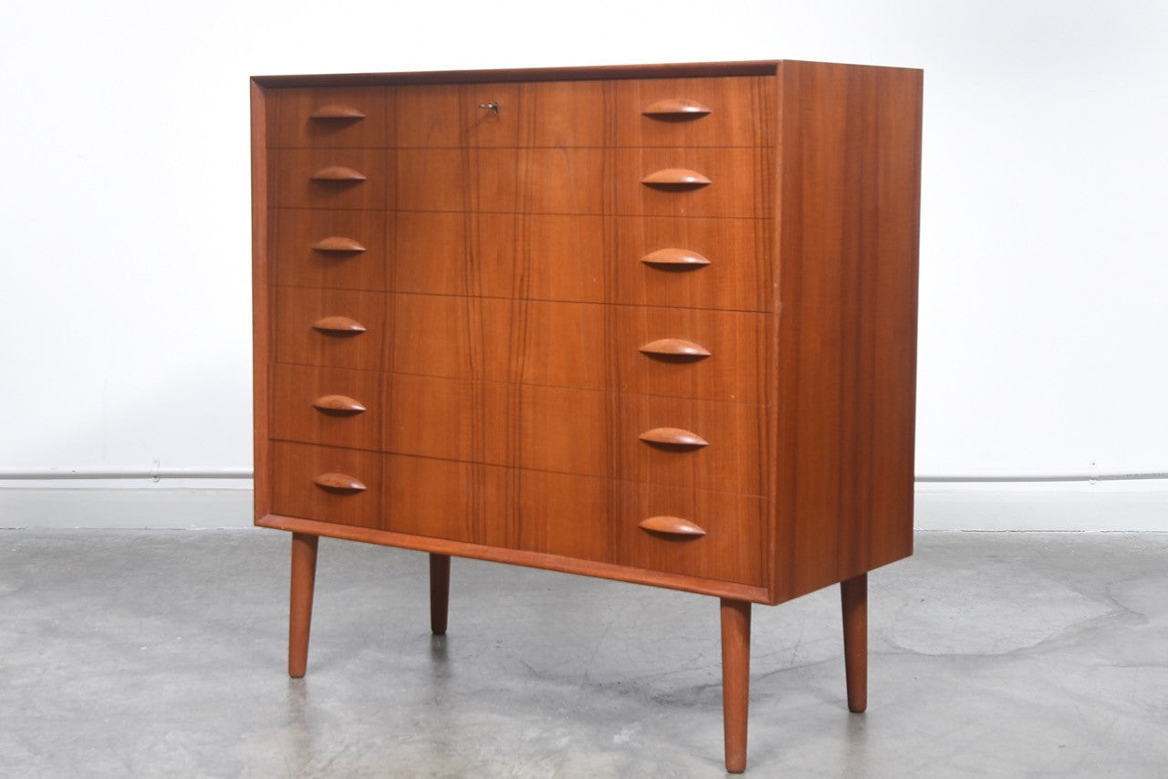 Wide teak chest of drawers by Bornholms