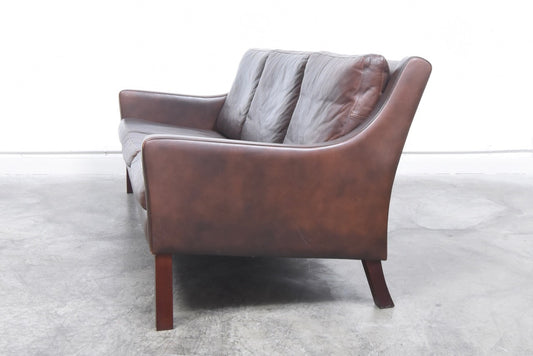 Three seat leather sofa by Vemb