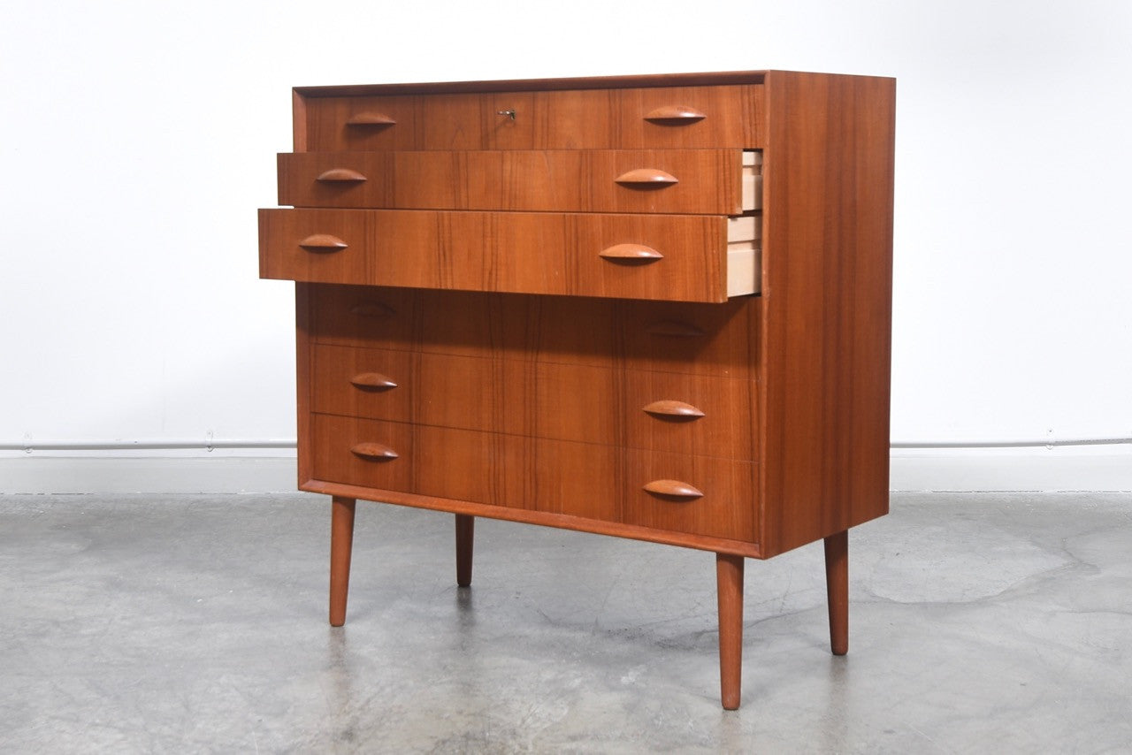 Wide teak chest of drawers by Bornholms