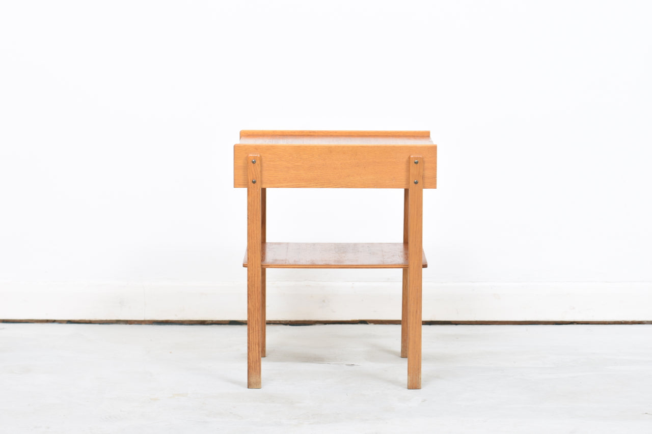 Pair of teak + oak bedside tables