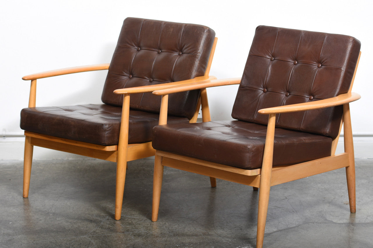 Two available: 1960s beech loungers