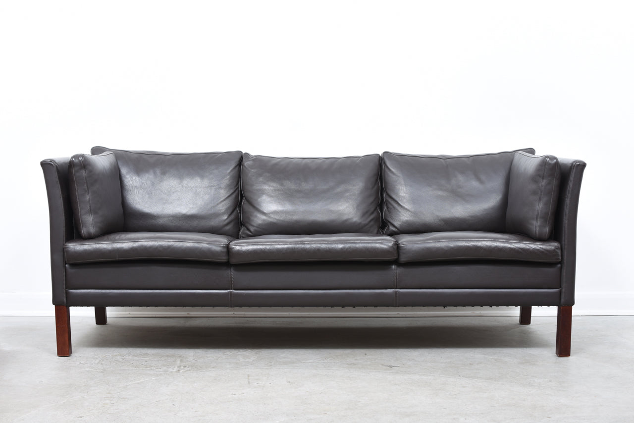 Three seat leather sofa by Mogens Hansen