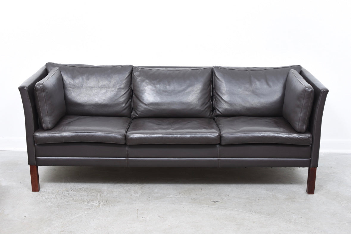 Three seat leather sofa by Mogens Hansen