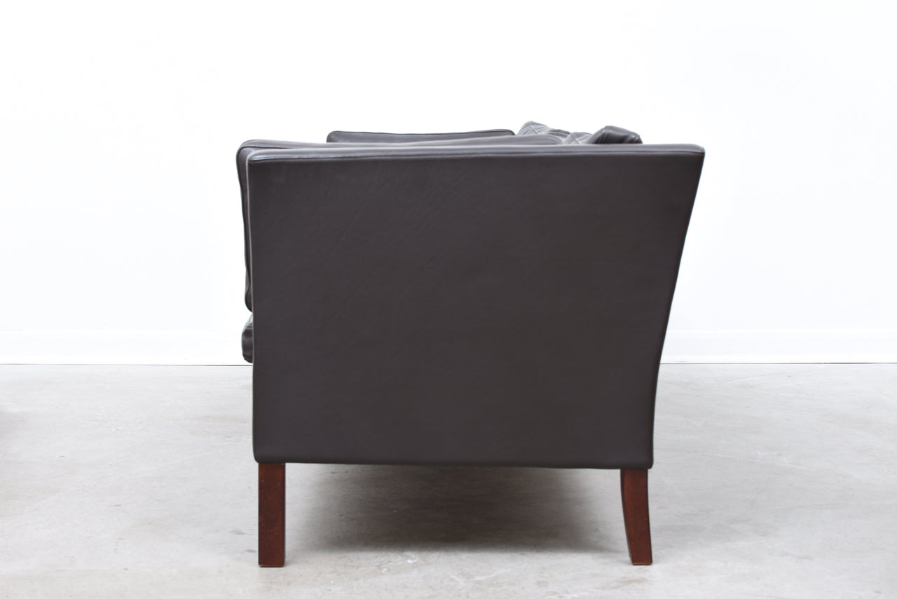 Three seat leather sofa by Mogens Hansen