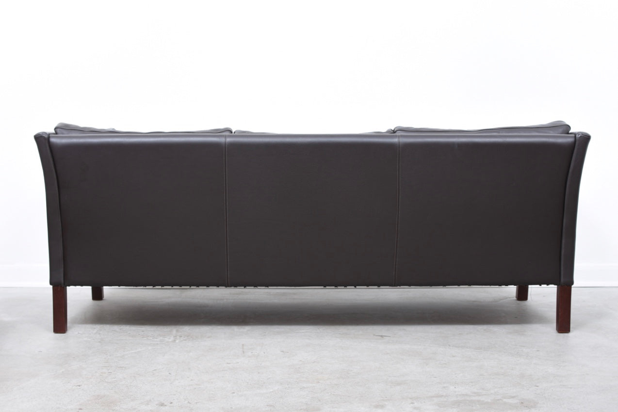 Three seat leather sofa by Mogens Hansen