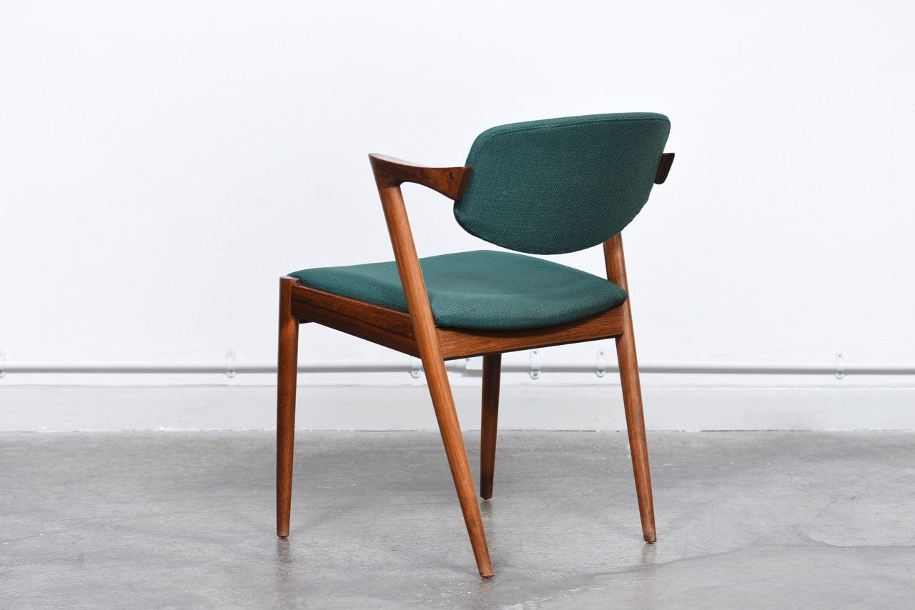 Set of four 'Model 42' chairs in rosewood by Kai Kristiansen
