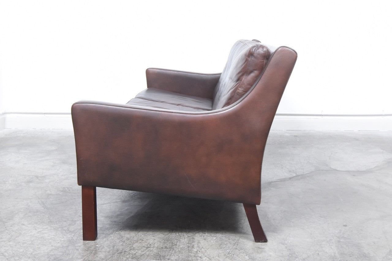 Three seat leather sofa by Vemb