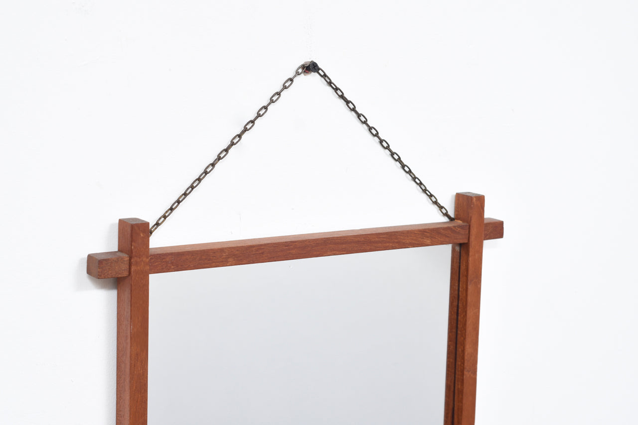 Teak mirror with brass chain