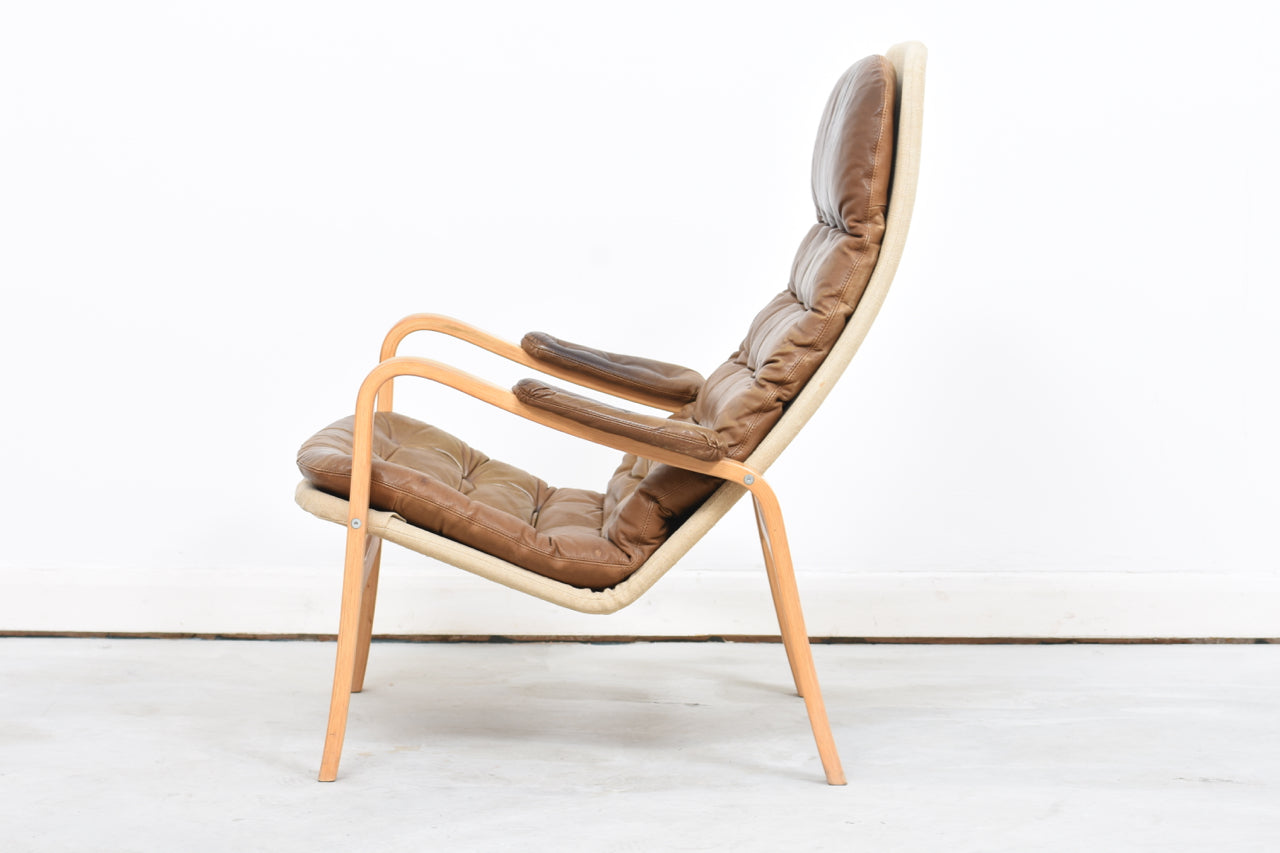 Beech + leather lounger by Bruno Mathsson for DUX