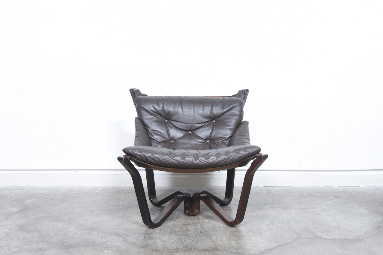 Leather + canvas sling chair by HJ Brunstad