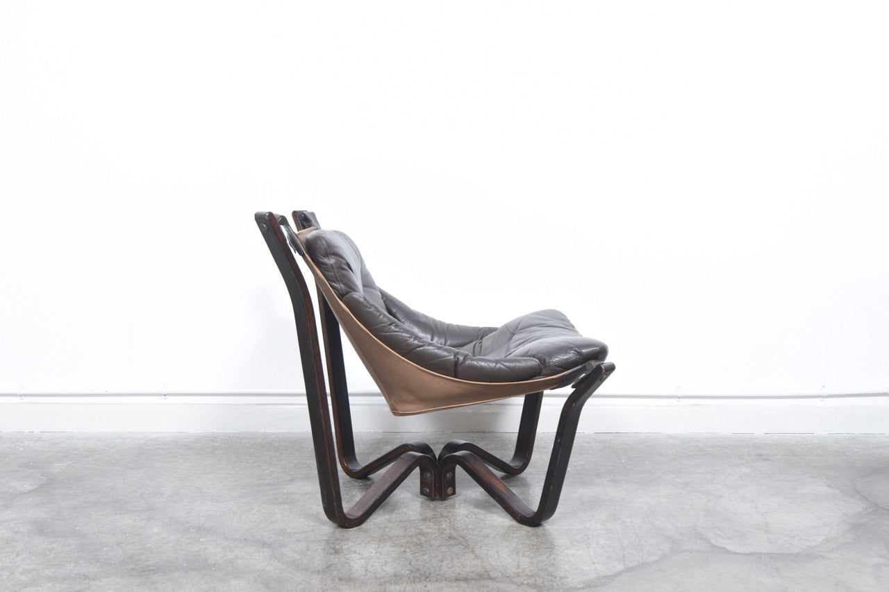 Leather + canvas sling chair by HJ Brunstad