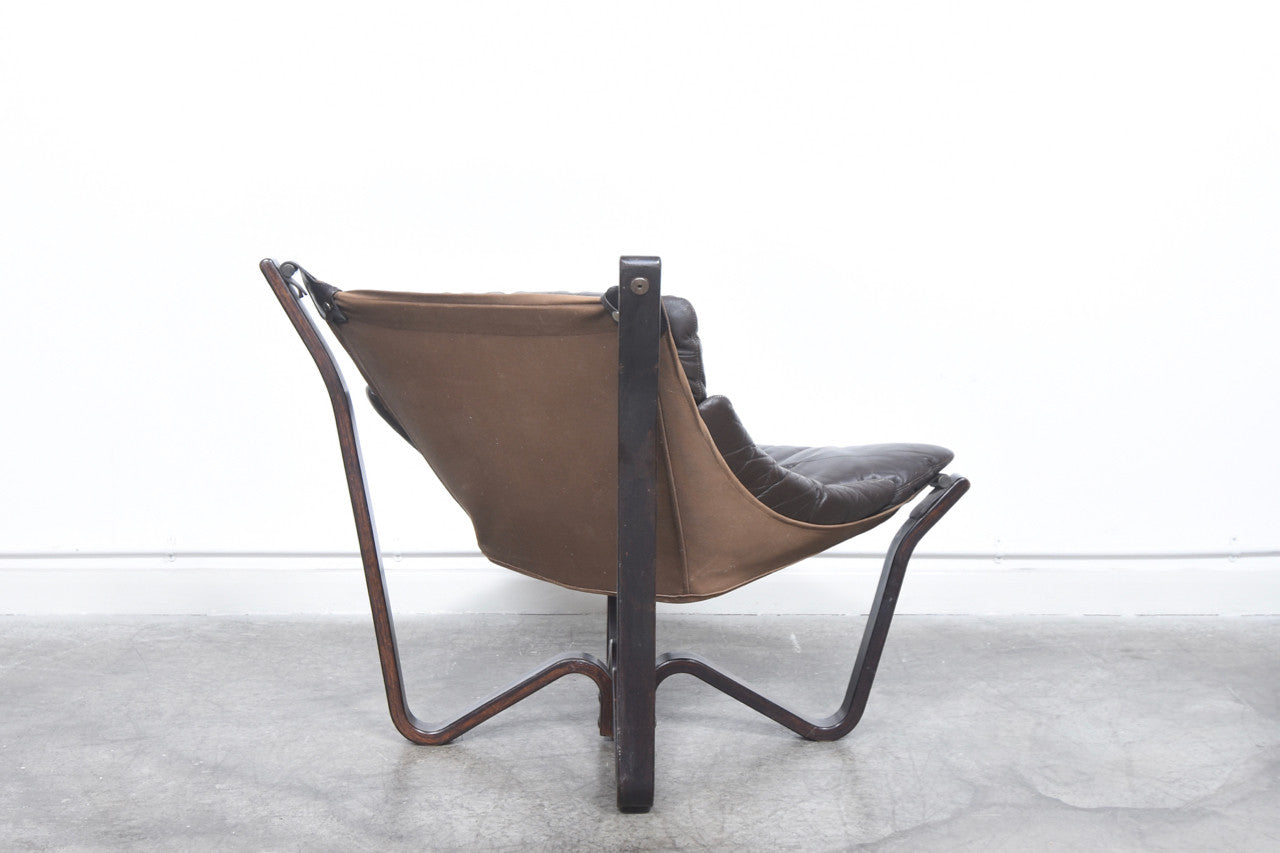 Leather + canvas sling chair by HJ Brunstad