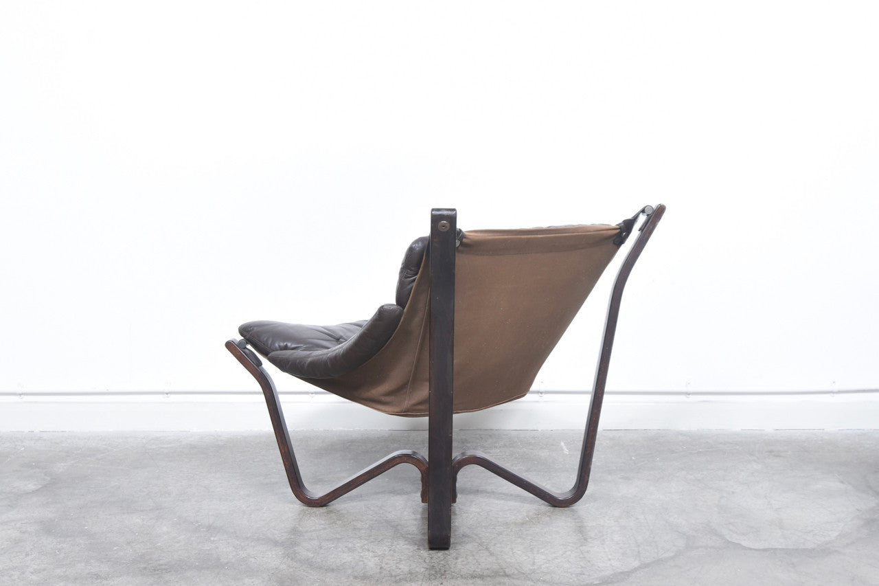 Leather + canvas sling chair by HJ Brunstad