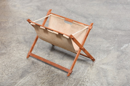 Teak and leather magazine rack