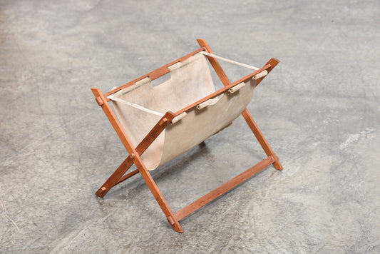 Teak and leather magazine rack