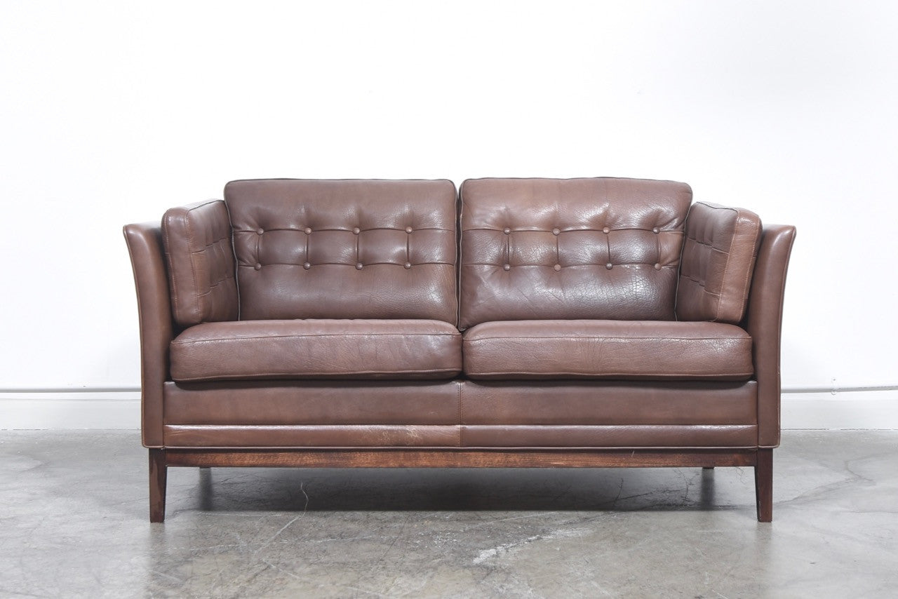 Danish two seat leather sofa
