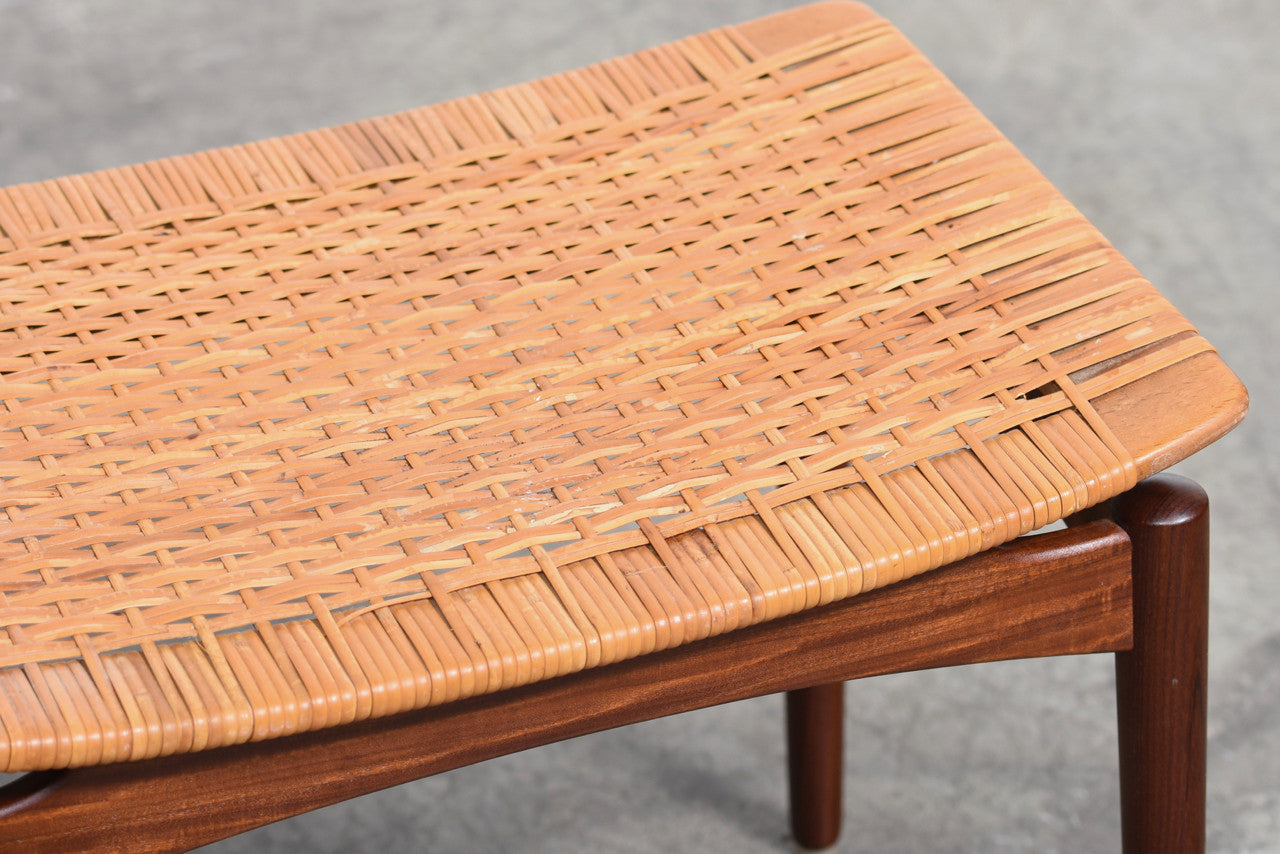 Teak foot stool with cane seat