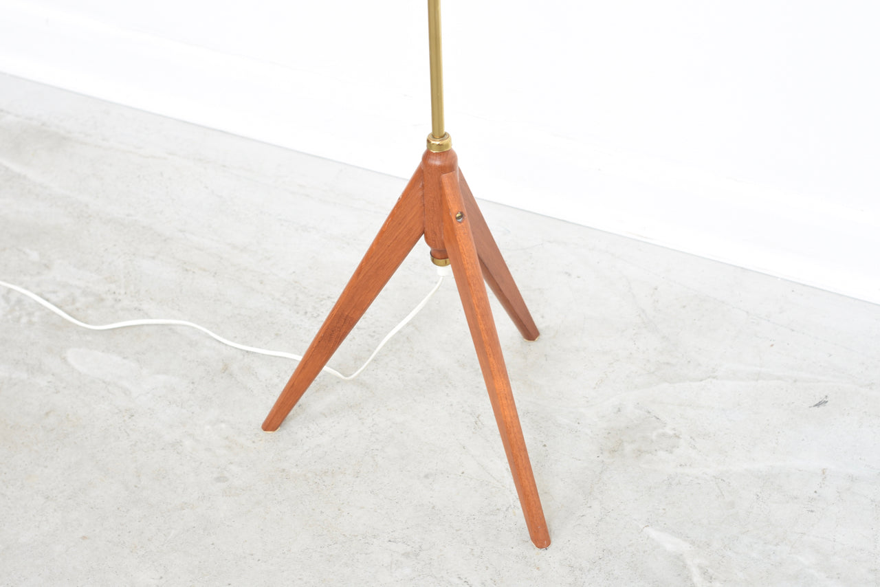 Swedish floor lamp on teak tripod base