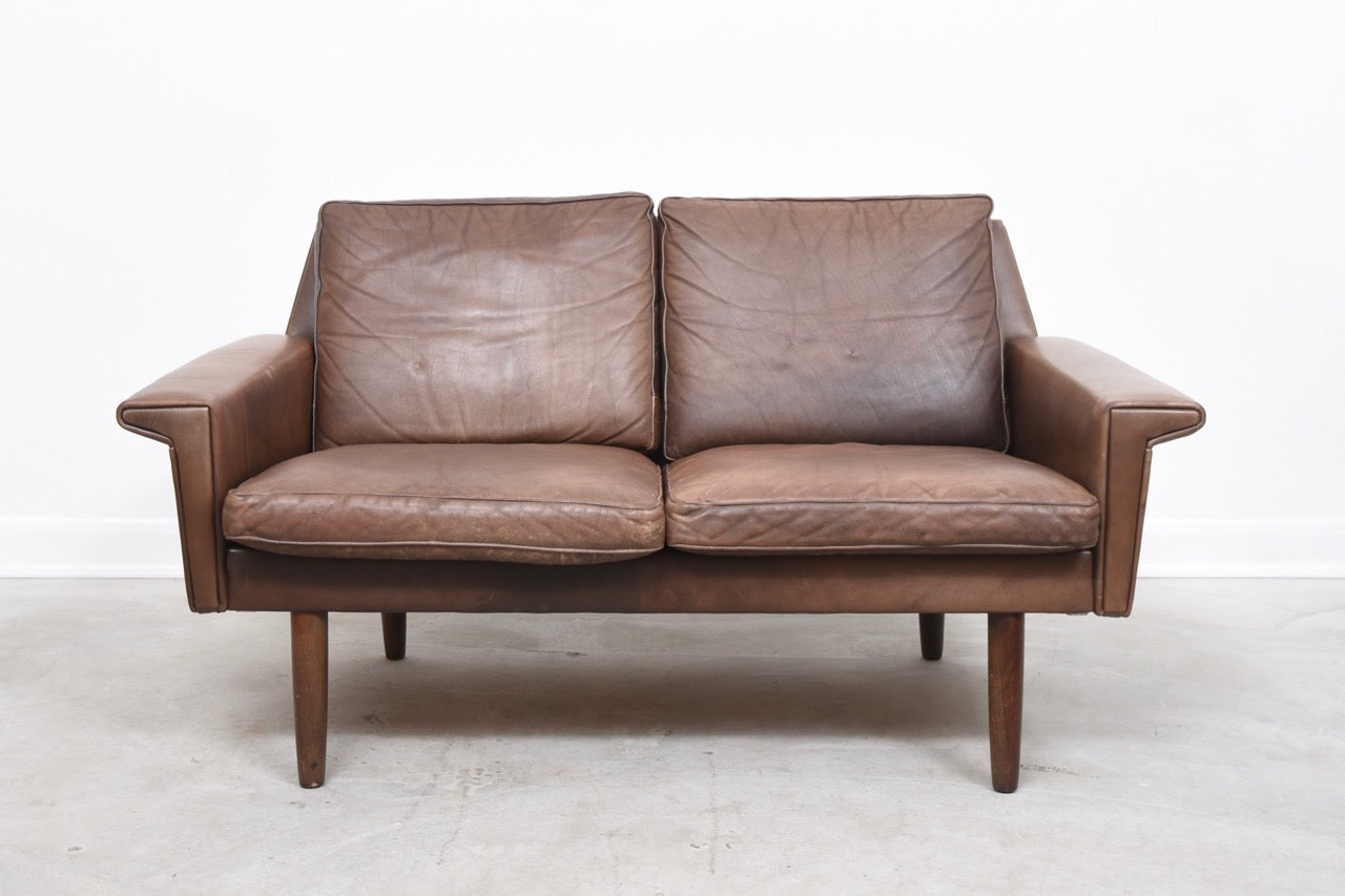 1960s two seat leather sofa