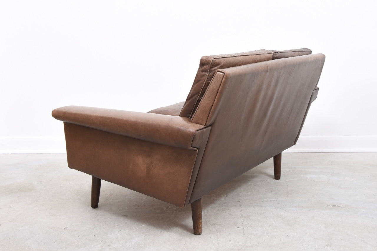 1960s two seat leather sofa