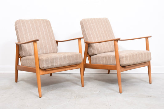 Two available: 1960s oak + beech loungers