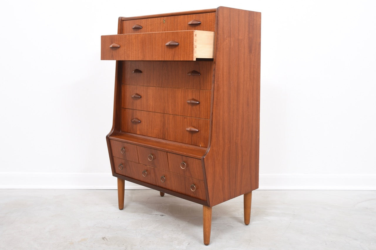 Teak chest of drawers with hidden mirror