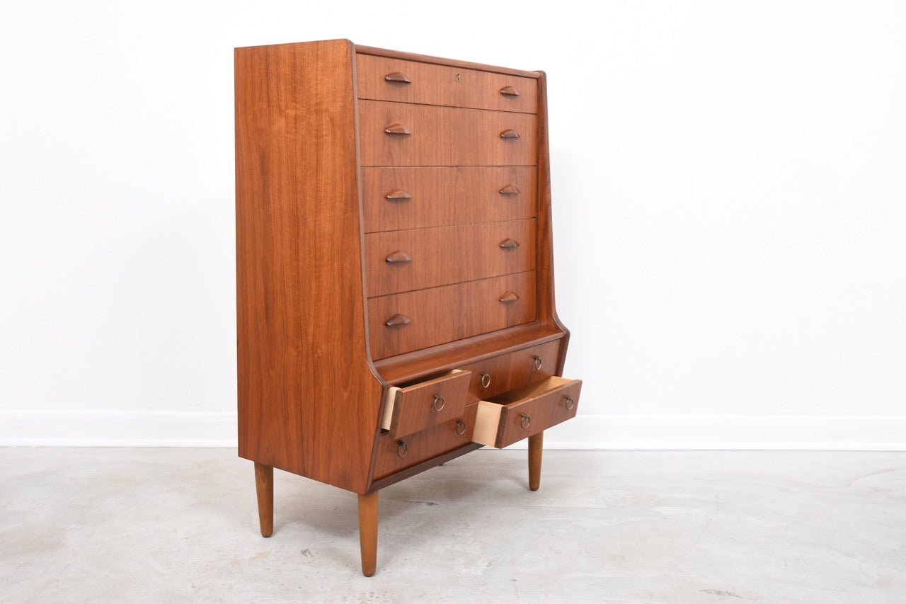 Teak chest of drawers with hidden mirror