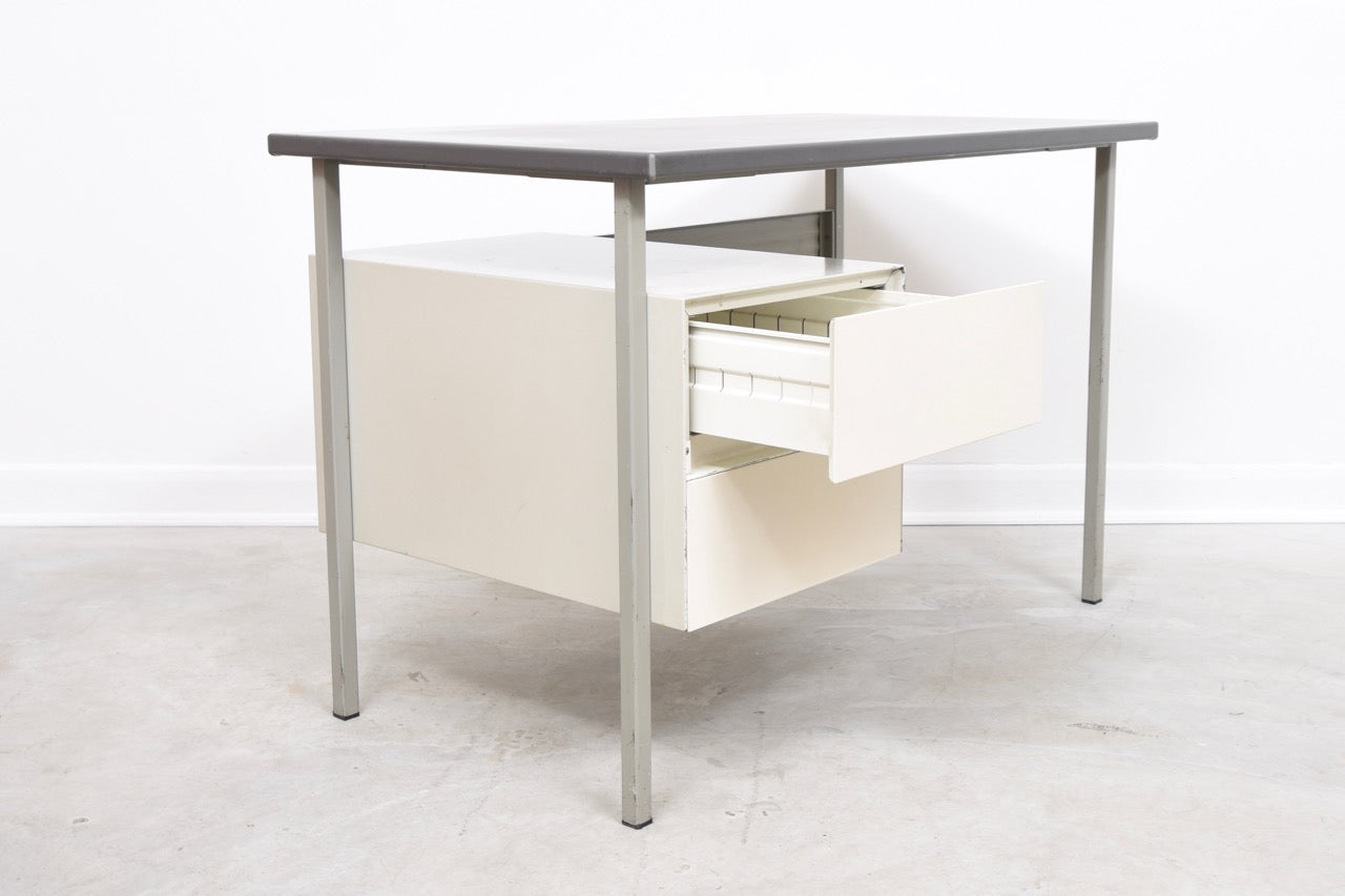 Single pedestal steel desk by A.R. Cordemeijer