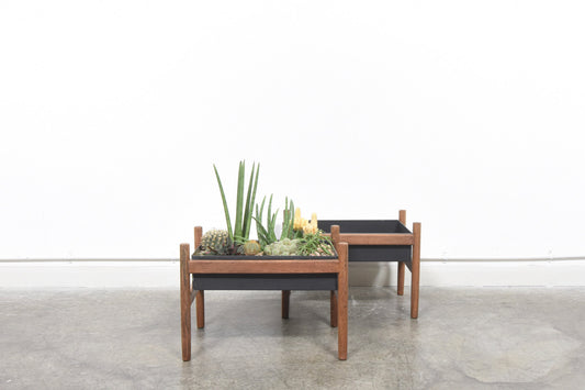 Two available: Rosewood planter with metal trough