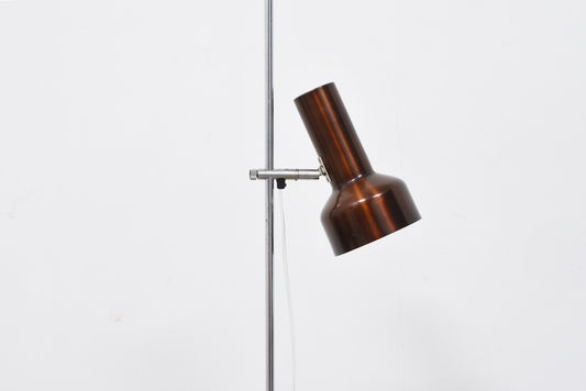 Vintage Danish floor lamp with metallic finish