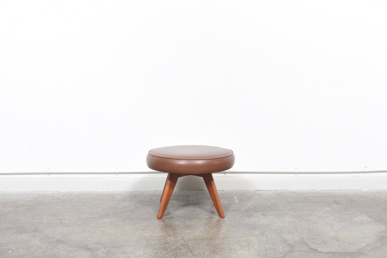 Teak + skai foot stool