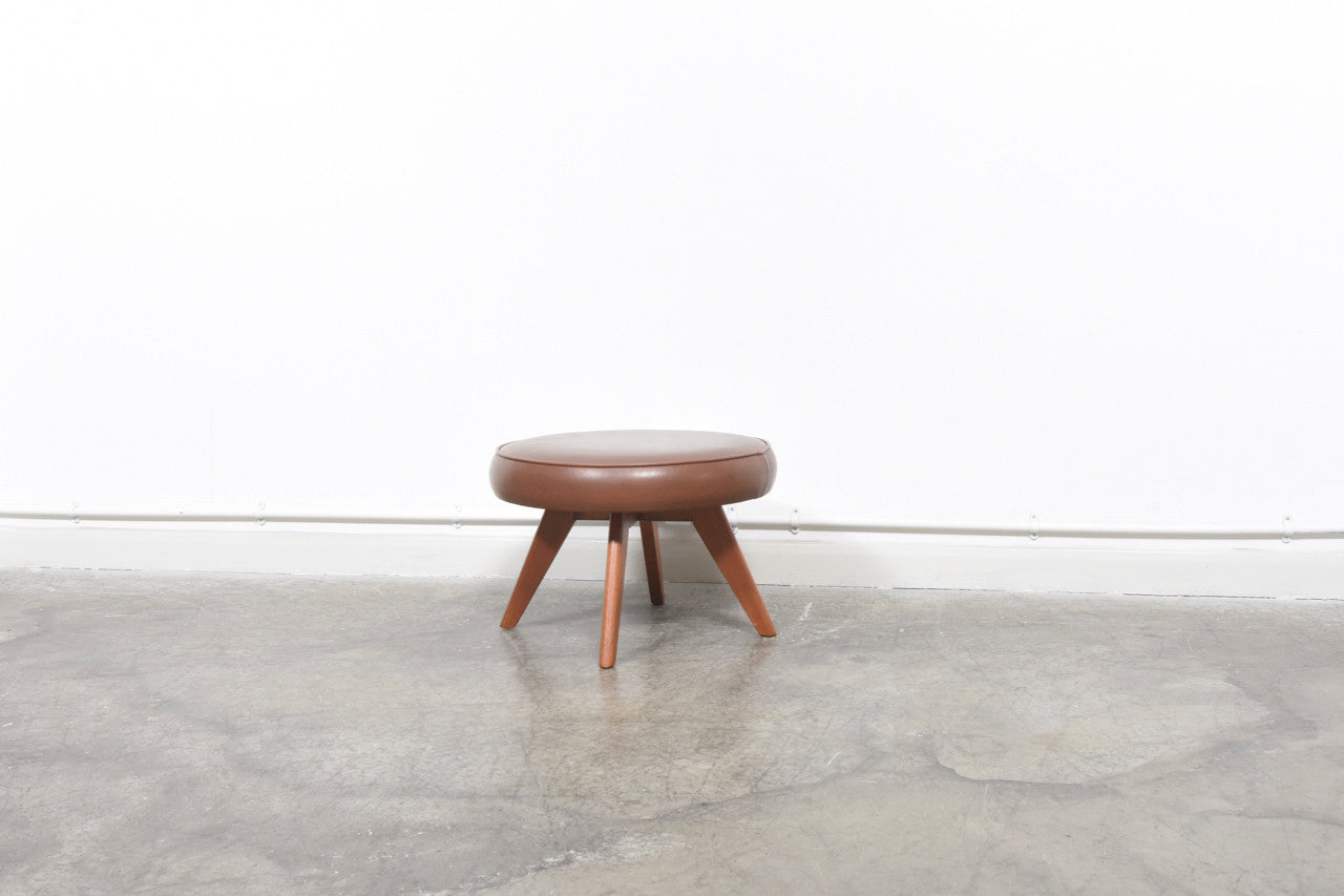 Teak + skai foot stool