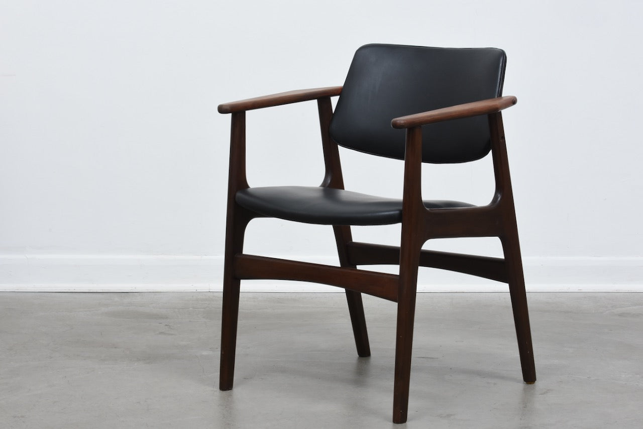 Beech + leather armchair by Eric Buch