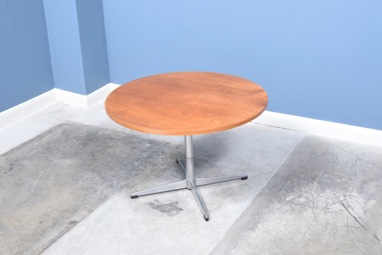 Round teak coffee table