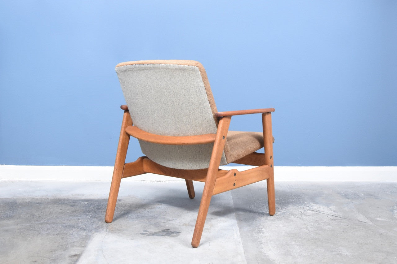 Oak and teak lounge chair