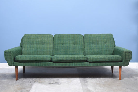 Three seat sofa in green wool