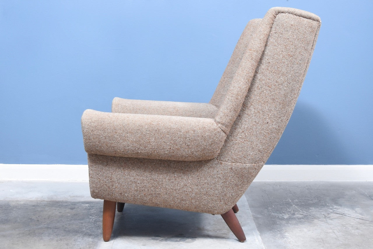 High back wool lounge chair