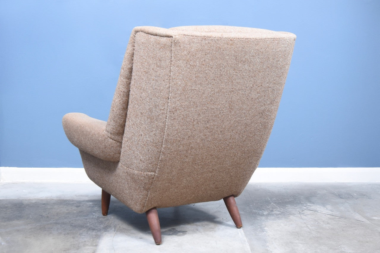 High back wool lounge chair