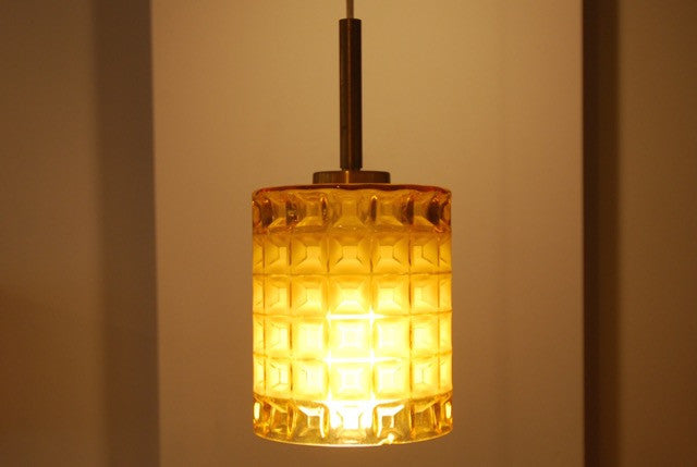 Cylindrical glass ceiling pendant