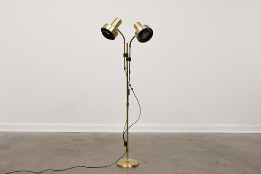 1960s twin-headed brass floor lamp