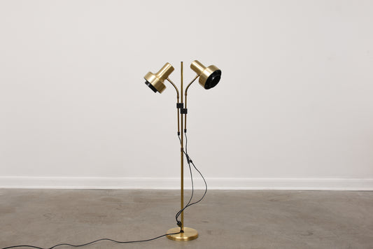 1960s twin-headed brass floor lamp