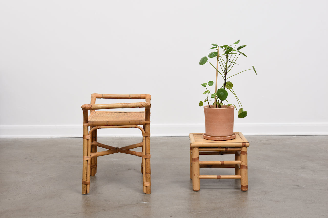 Vintage bamboo stool + table
