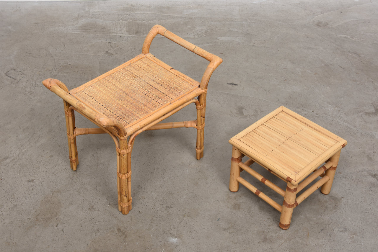 Vintage bamboo stool + table