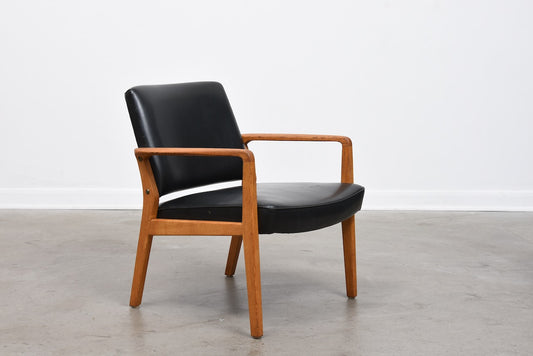 1960s Swedish oak + vinyl occasional chair