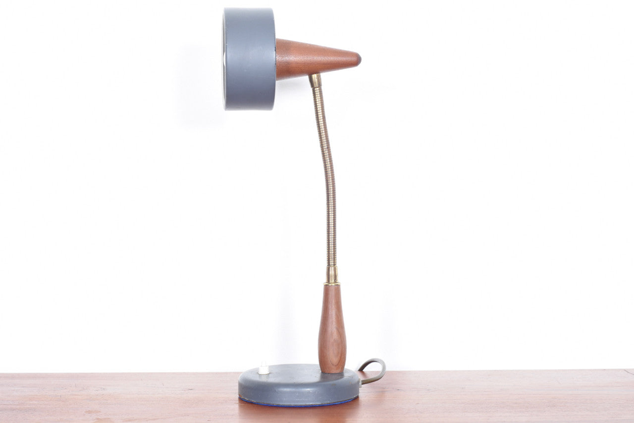 Table lamp with teak + brass details