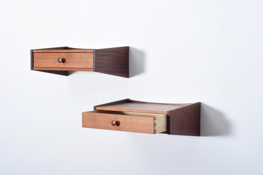 Pair of teak bedside tables by Omann Jun