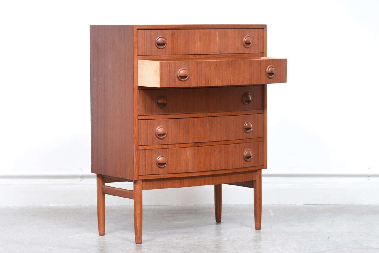 Low teak chest of five drawers by Kai Kristiansen