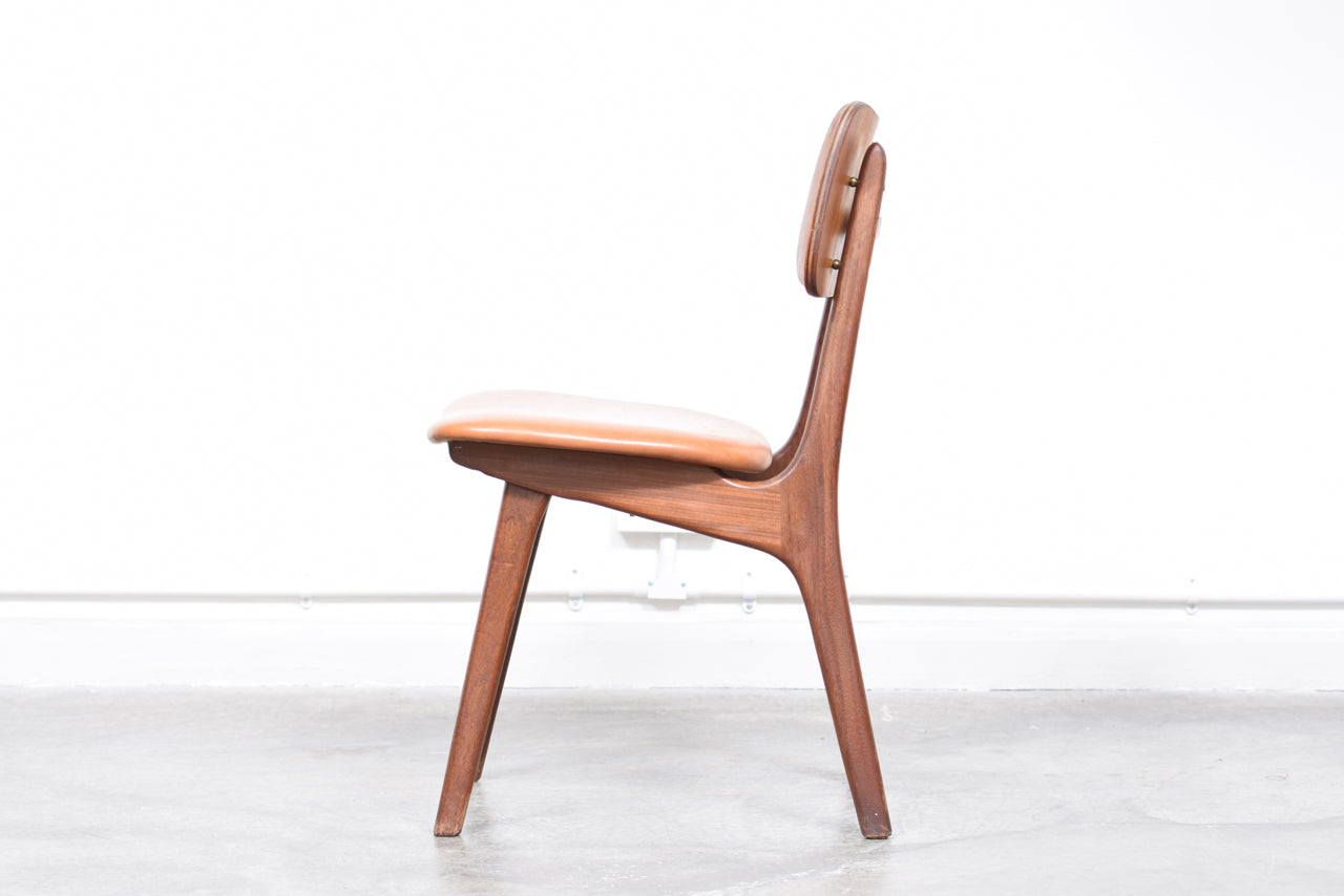 Single teak + vinyl dining chair