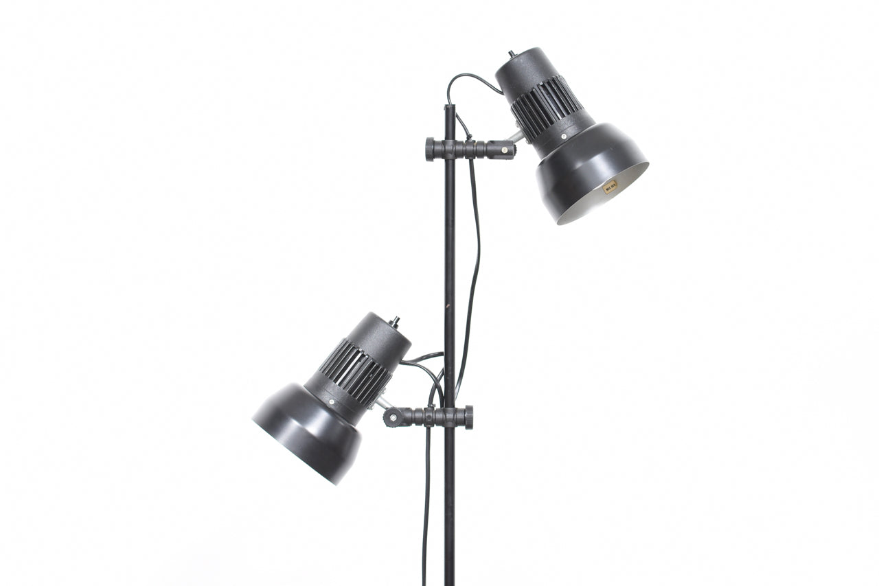 Twin-headed floor lamp with black shades